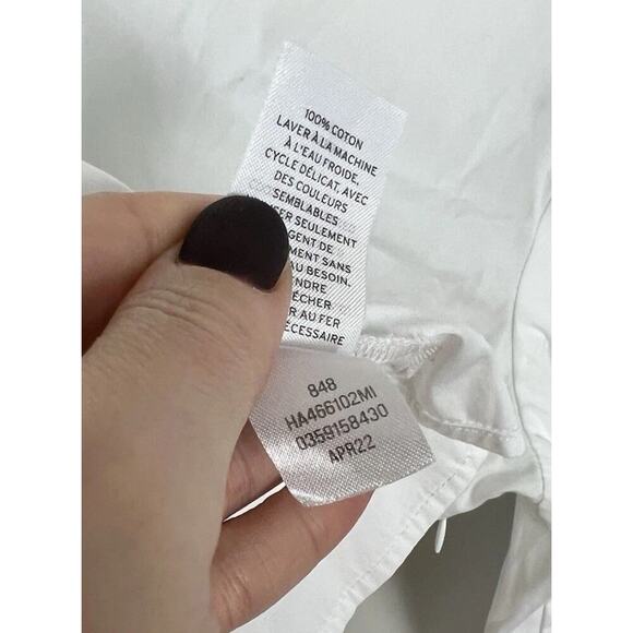 Halogen Poplin One Shoulder Top Long Sleeve Ruched White Shirt Size L Cotton - Picture 7 of 9